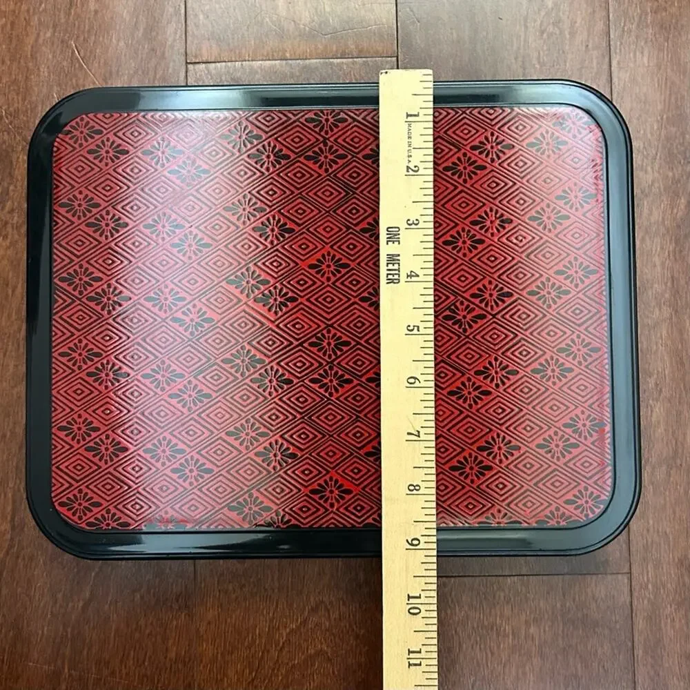 Japanese Bento Box, Black & Red Geometric Pattern, Nice Big Size For Adult Meal